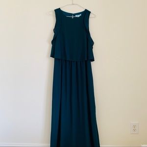 Women’s teal flowy sleeveless maxi dress
